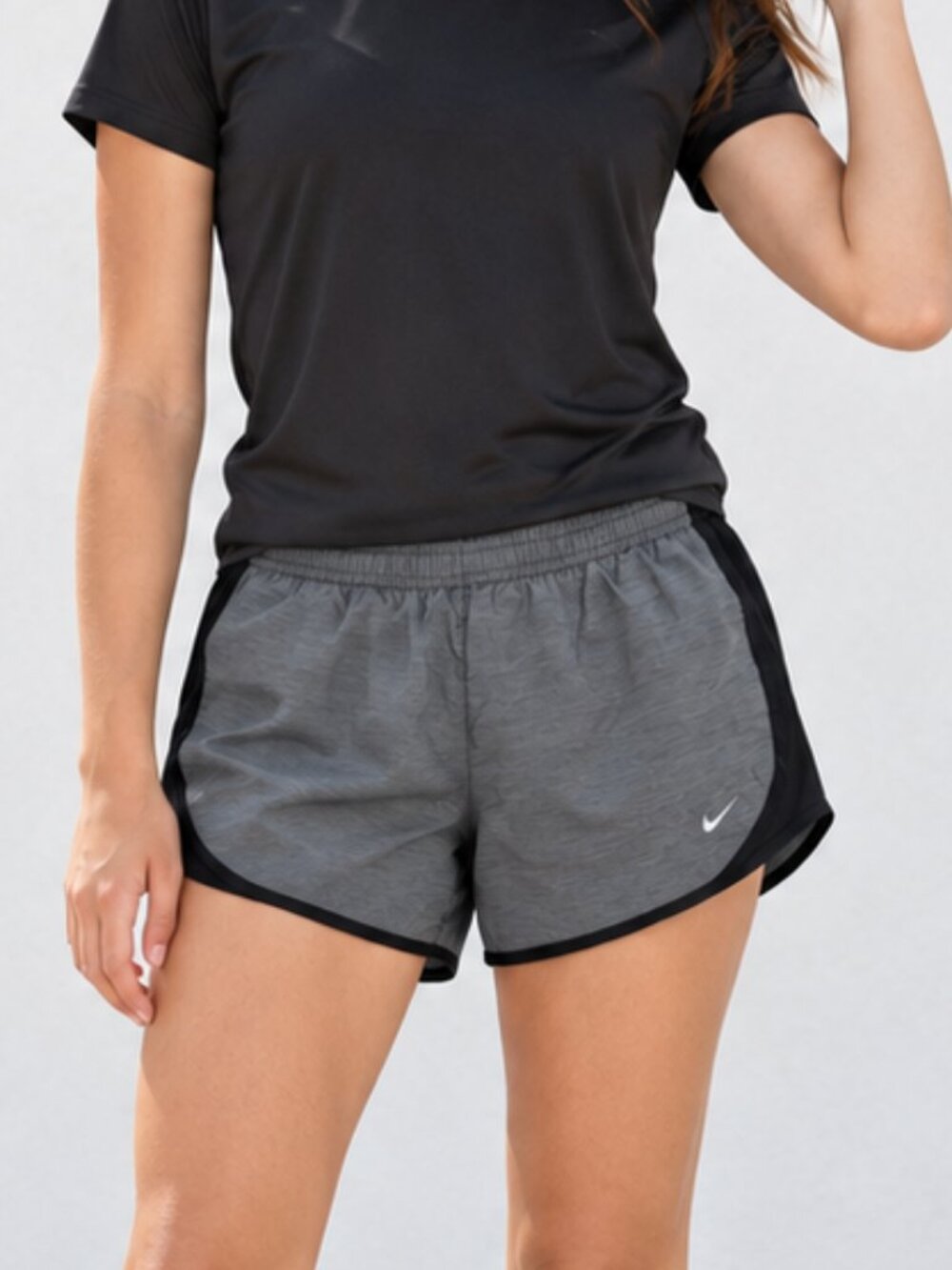 Nike Gray and Black Running Shorts with Swoosh Youth XL